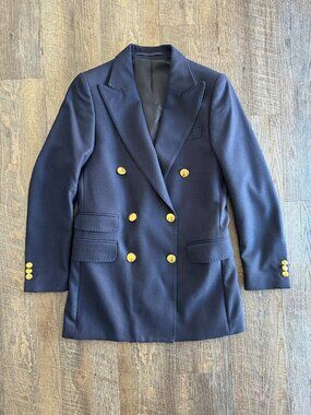 Officine Générale Double Breasted Manon Navy Wool Blazer - Size EU 34